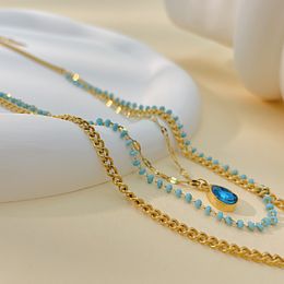 Modische böhmische Halsketten mit Anhänger, Temperament, geschichtete Halskette aus Titanstahl für Damenschmuck