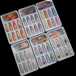 False Nails 20 Boxes Full Cover Long Ballerina Coffin Artificial Fingernails Fake Press on Tips with Glue Sticker 230626