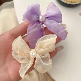 Hair Clips Bow Hairpin Small Fragrant Wind Korea Ins Love Pearl Edge Clip Top Accessory