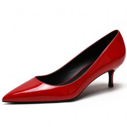 White Sliver Red Women Shoes 5cm Thin High Heels Sexy Design Slip On Pointed Toe Genuine Leather Summer Pumps Big Size M0034