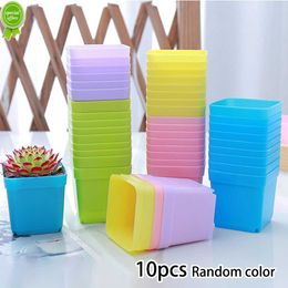 10pcs Flower Pot Nursery Box 5.5cm Mini Square Flower Pot Colourful Plastic Plant Basin Succulent Planters Trays Transplant Pots