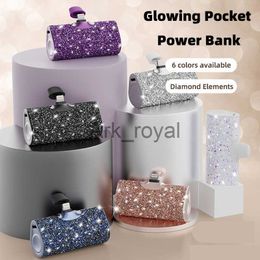 Cell Phone Power Banks Bank Mini Portable bank 5000mAh With Diamond Elements External Battery BlingBling Emergency Supply For Iphone J230626