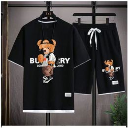 Men's Tracksuits Korean fashion Printed bear T-Shirts Shorts Men's Sets Luxury leisure 2 Piece Outfit Streetwear Summer Quality Tracksuit 230625