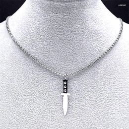 Pendant Necklaces Goth Dagger Knife Necklace Stainless Steel Women/Men Silver Colour Punk Kpop Sword Gothic Jewellery Chaine Homme