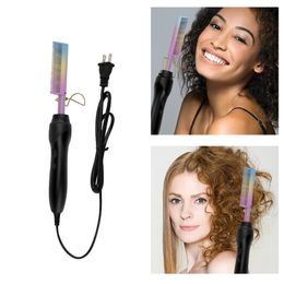 Hair Straighteners 2 in 1 Comb Hair Curler Flat Iron Straightener Wigs Straightening Brush Hair Crimper Wet Dry Electric Heating Styler Tools 230626