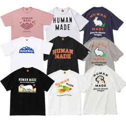 Mens TShirts Summer fashion retro human made Animal cartoon print short sleeve cotton crewneck casual loose Tshirt 230625