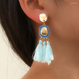 Dangle Earrings Bohemian Colourful Tassel Women Retro Ethnic Geometric Alloy Drop Earring Fashion Ear Jewellery Aretes De Mujer