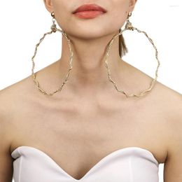 Dangle Earrings UKEN Punk Metal 12cm Big Hoop For Women Statement Rope Around Stainless Steel Wire Fashion Jewelry