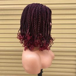 Synthetic Wigs Short Bob Twist Braided Wigs Crochet Hair 2 Twist Ombre Bug Braiding Hair Wig Synthetic Hair For Women x0715