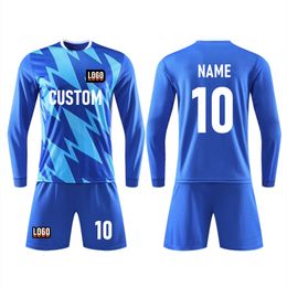 Other Sporting Goods Kids Adult Soccer Jersey Set Long Sleeves Football Uniform Child Men Soccer Training Suit Football Shirt Shorts Kit Sportswear 230626