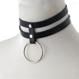 Choker Chokers Gothic Punk Black Leather Necklace Collar For Girl Goth Chocker Neck Cosplay Jewelry Egirl Accessories Bloo22