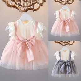 Girl Dresses Summer College Style Fashion Small And Medium Sized Girls Sleeveless Suspender Fluffy Mesh Princess Dress Size 5