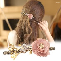 Hair Clips Korean Hairpin Top Spring Clip Simple Headpiece One Word Fabric Flower Tie Bride Jewelry Accessories For Women Wedding