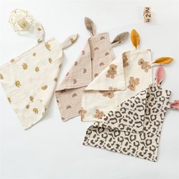 Baby Comforter Towels Rabbit Ear Cotton Snuggle Blanket Sleeping Chew Crepe Drool Square Towel Soothe Appease Bibs Saliva Handkerchief Security Blankets BC831