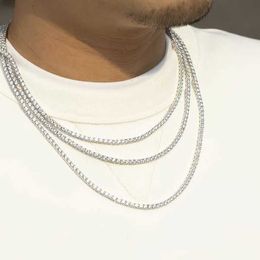 Hip Hop Tennis Chain Jewellery 3mm S925 Silver Ice Out Moissanite Diamond Necklace Mans Tennis Link Chain