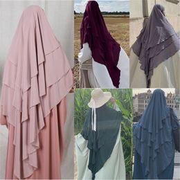 Hijabs 3 Camadas Khimar Abaya Dubai Roupas Turcas Veladas Chiffon Vestido Longo Para Mulheres Muçulmanas Niqab Conjunto Com Hijab Robe De Priere Islam 230626