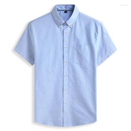 Men's Dress Shirts Men's Quality Plus Size Summer Short Sleeve Solid Business Oxford Cotton Shirt With Pocket Large Smart Casual Office