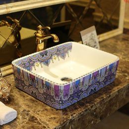 Rectangular Jingdezhen Bathroom ceramic sink wash basin Porcelain Counter Top Wash Basin Sinks antique bathroom sinkgood qty Opeij