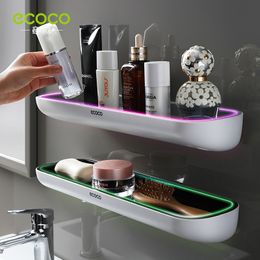 Bathroom Shelves ECOCO Wall Mounted Storage Towel Rack Shower Shelf Toilet Organiser Furniture Accessories 230625