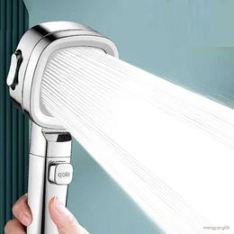 Bathroom Shower Heads High Pressure Shower Head Modes With Switch Button Spray Water Saving Shower Heads Nozzle Filter Adjustable Bath Shower R230627