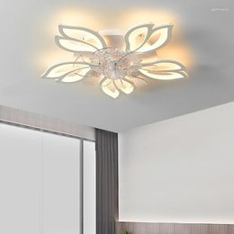 Chandeliers Fan Led Chandelier Modern For Living Room Bedroom Study Fixtures Dimmable White Finished