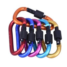 Thickened diameter 8CM Colorful Aluminum Alloy D Styles Climbing Button With Lock Carabiner Keychain Hanging Hook for Hiking Camping