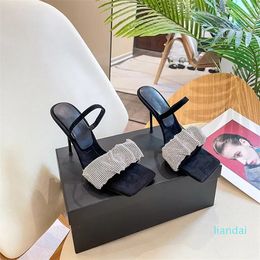 Designer high heel slipper shoes women blingbling summer bridesmaid wedding party office lady formal evening outfits footwear full packages