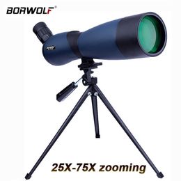 Telescope Binoculars Borwolf 25-75X70 Spotting Scope Professional Zoom Tescope High Magnification HD Astronomical Monocular For Bird Watching HKD230627