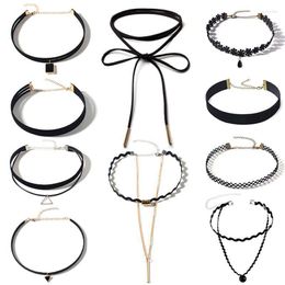 Choker Chokers European American Ornaments Gothic Combination Set Is A Seller Of Flocking Lace Necklace Goth Clothes Rings Women Bloo22