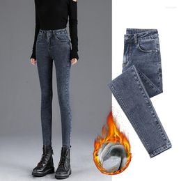 Women's Jeans Women Thermal Winter Snow Warm Plush Stretch Lady Skinny Thicken Denims Pants Fleece Mom Long Trousers A499