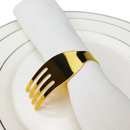 Towel Rings 12 Pcs Napkin Fork Holder Ring For Dining Table Decor Rond De Serviette Gold Silver Metal Wedding 230627