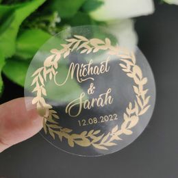 Adhesive Stickers 100 Pieces Customised Gold Foil Invitation Wedding Hennaday Engagement Anniversary Party 3cm Round Shape 230627