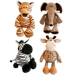 Plush Dolls Wild Friends Stuffed Toys Jungle Animals Soft Creative Children Gift Plush Dog Zebra Elephant Lion giraffe Kid Playmate Doll 230626