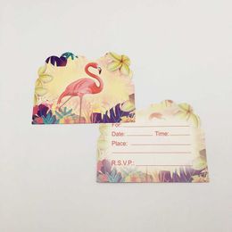 Hangers Racks 6pcs Hawaii Party Luau Pink Flamingo Invitation Cards For Birthday Event Party Decor Supplies x0710