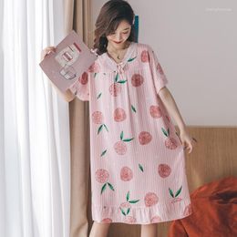 Women's Sleepwear Arrival Female Short Sleeve Loose And Comfortable Summer Casual O-Neck Nightwear Cotton Nightgown Long Nightdress