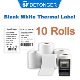 Paper DEONTGER DP30 Series Consumables 10 Rolls White Thermal Synthetic Label Adhensive Scratchproof Waterproof Tear Resistant