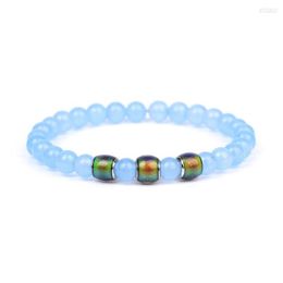 Strand Temperature Sensing Health Protection Bracelet Body Detection Changing Color Anklet Men Mood Change Hematite Jewelry