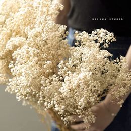 Faux Floral Greenery Dried Flowers Babys Breath Bouquet Ivory White Flowers Natural Gypsophila Branches for Home Decor Wedding Table Decor Floral 230627