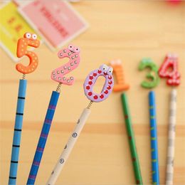 Pencils 40PCS/lot Kawaii Number Design Wooden Pencils Office and Study Pencils Nice Gift Prize Stationery Pencils Kids Gifts Wholesale