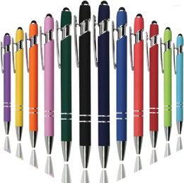 Ballpoint Pen With Stylus Tip Soft Touch Click Metal 1.0mm Medium Point Black Blue Ink Custom Logo Name DIY Wedding Birthday