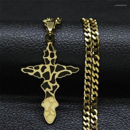 Pendant Necklaces 2023 Fashion Punk Cross Stainless Steel Chain Necklace For Women Gold Color Jewelry Collier Homme N4281S05