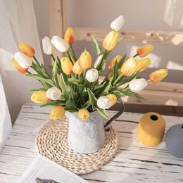 Decorative Flowers 1 Pc PU Real Touch Tulips Artificial Arrangement For Home Office Wedding Decoration