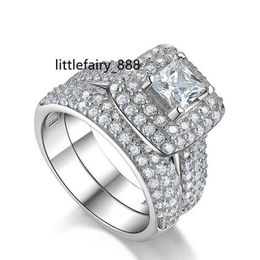 European and American style moissanite princess square ring luxury proposal two-piece closed-end ring