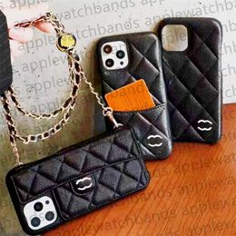 Designer Phone Case Luxury Crossbody Shoulder Strap Iphone Case for Iphone 15 14 Pro Max 11 12 13 14 Plus Cover C Leather Wallet Card Holder
