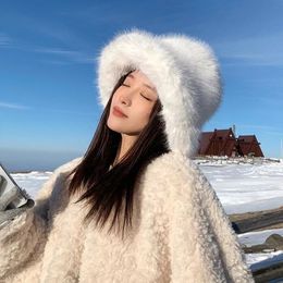 Women Winter Bucket Hat Oversized Plush Fluffy Warm Fisherman Cap Soft Faux Fur Clouds Panama Hat Female Fashion Basin Hat