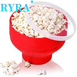 Bowls Silicone Popcorn Bowl With Lid Microwave Bucket Creative Foldable Maker High Temperature Resistant DIY 230627