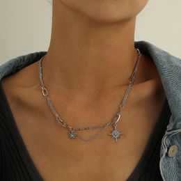 Halsketten Designer für Sie Kette Frau Modische mehrschichtige Diamant-Stern-Anhänger Frau, Hip-Hop Cool Talent Legierung Halskette 01 Schmuck