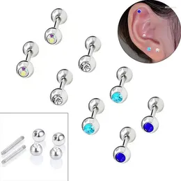 Hoop Earrings 1 Pair Colourful Crystal Ball Earring Stud Steel Barbell Ear Piercing 16G Hypoallergenic For Women Men