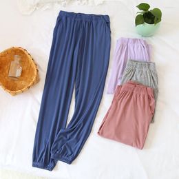 Women's Sleepwear Women's Casual Trousers Women Modal Cotton Home Pants Spring Pink Blue Lounge Wear Female Summer Solid Homewear Thin