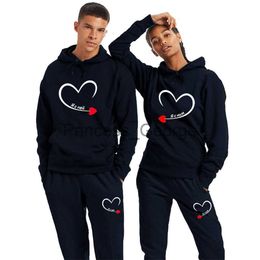 Men's Tracksuits Winter Couple Tracksuit I'm With Her Print Lover Hoodie and Pants 2 Pieces Clothes Men Sweatshirts Women Hoodies Fleece Suits x0627